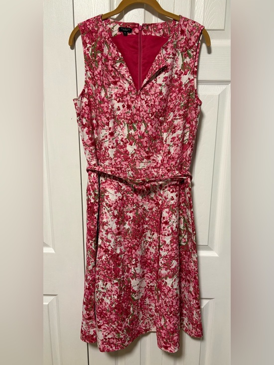 Talbots Dresses & Skirts - Talbots 100% Linen Sleeveless Pink Floral A-Line Dress with Belt